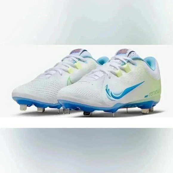 Nike React Hyperdiamond 4 Pro Softball Cleats Womens Size 7.5 White Blue New - Picture 1 of 7